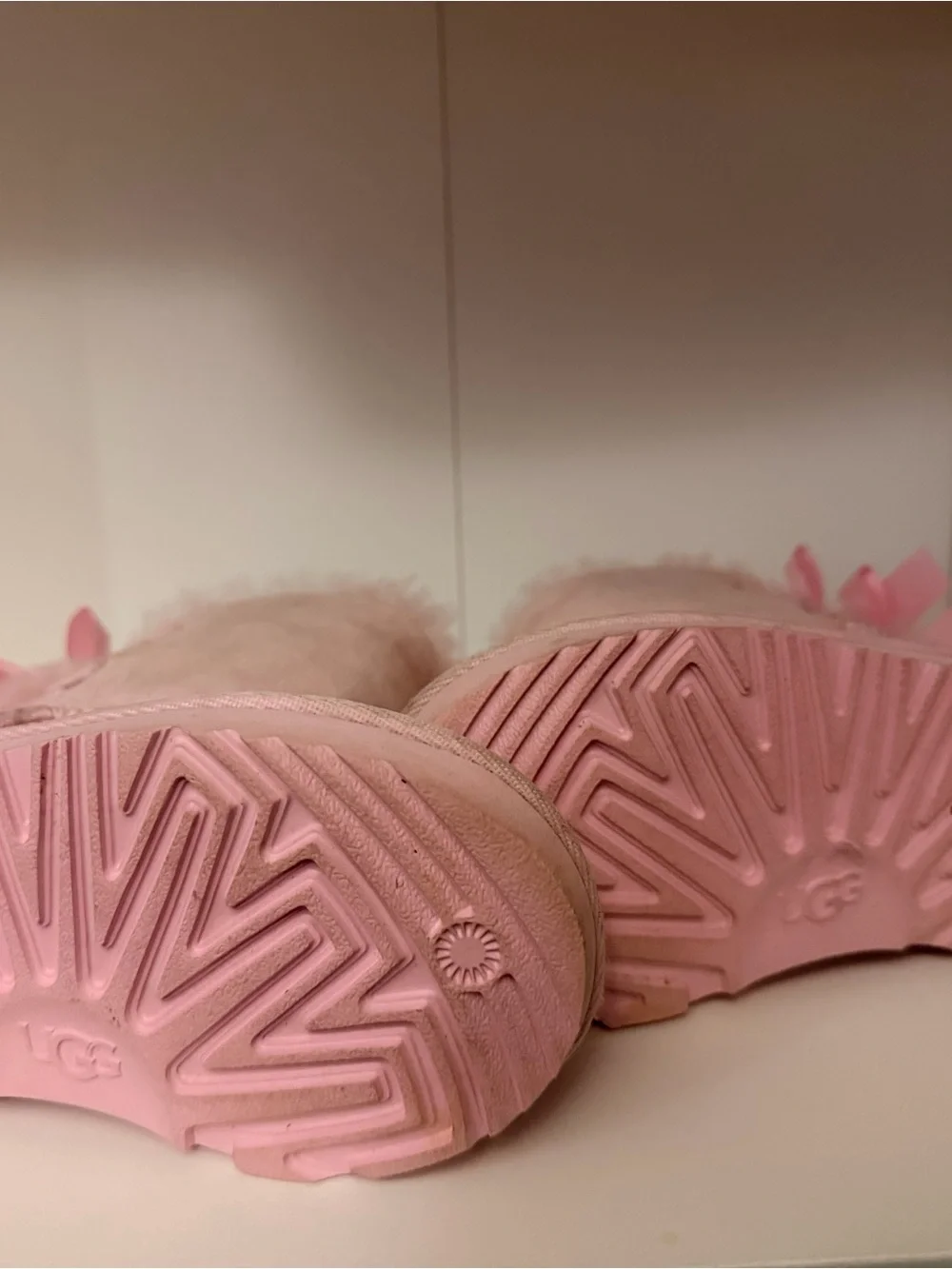 UGG Pink Satin Bow Back Kids Boots